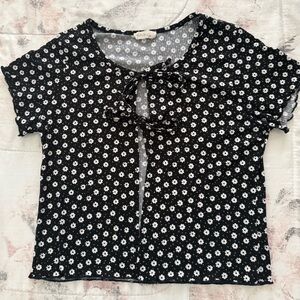 Floral Black and White Women's Top
